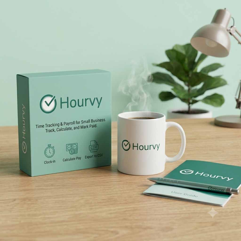 Hourvy branded merchandise
